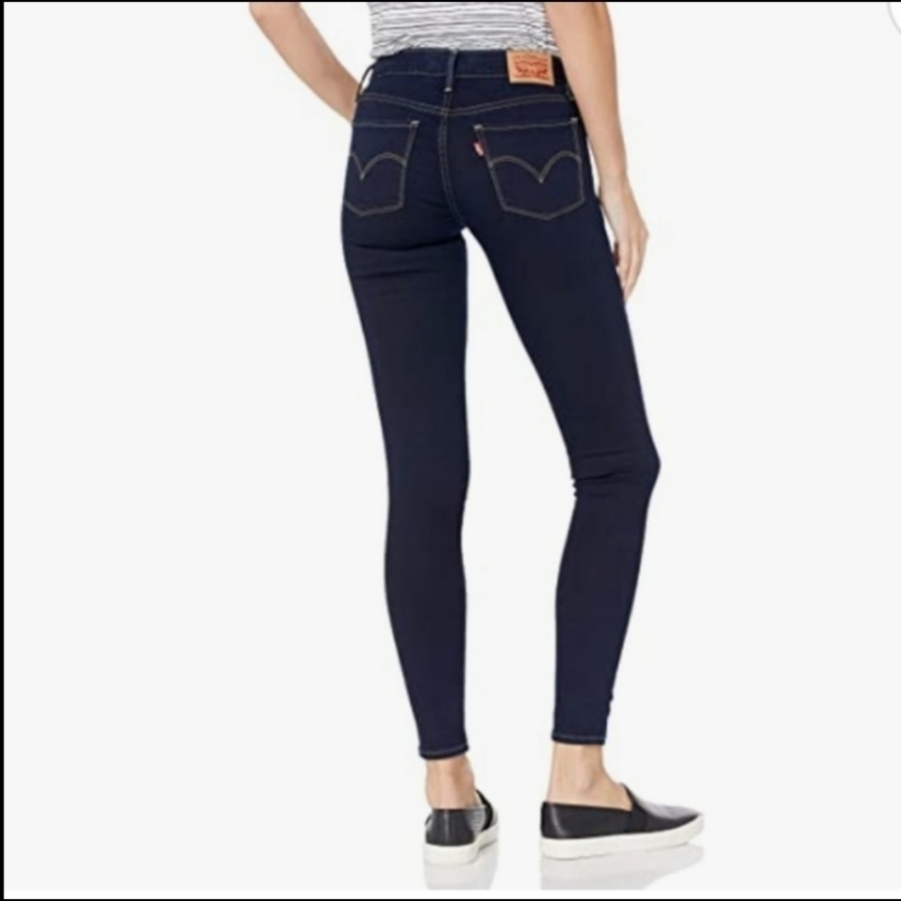 Levi's 710 Cropped Ankle Super Skinny Jeans Mid Rise Dark Wash Stretch Denim